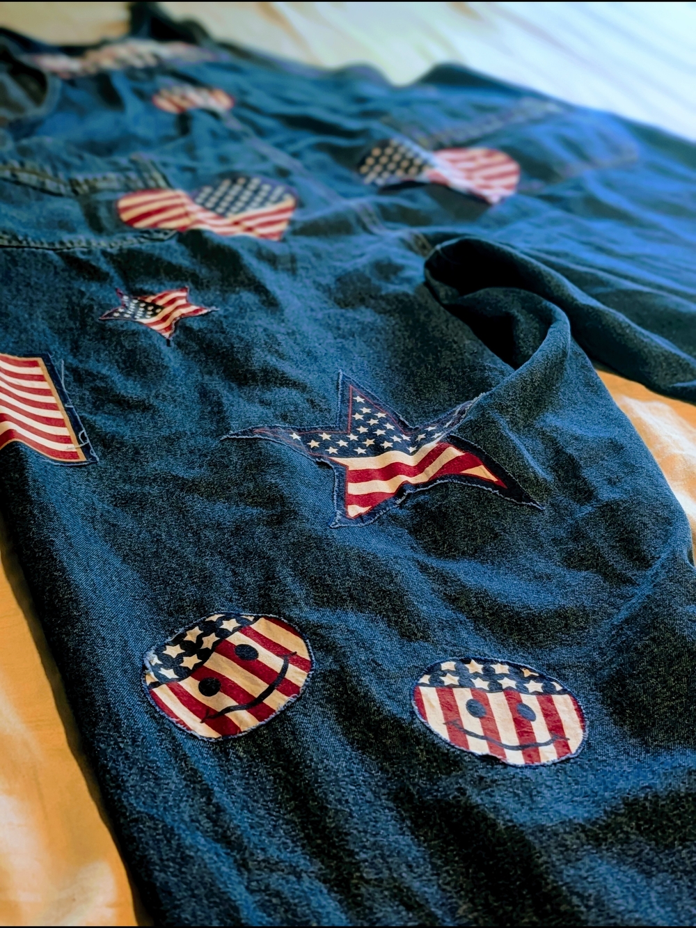 Vintage Route 66 Overalls With Patriotic Patches - Picture 4 of 8